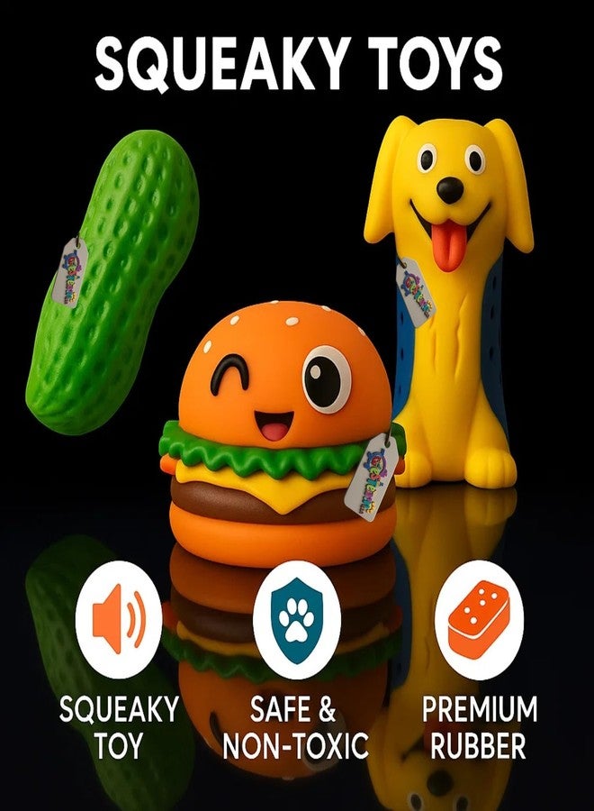 Western Era Wink Face Burger Squeaky Pet Toy Combo | Groundnut Textured Chew Toy | Cartoon Dog Face Squeaky Toy for Puppy & Dog | Durable Rubber for Teething, Chewing & Fun | Indoor Interactive - Image 4